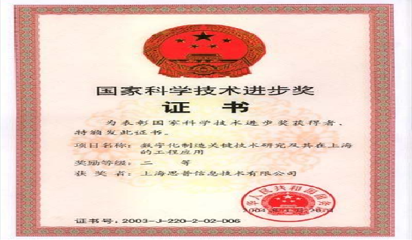 2004-01-20 思普荣誉 国家科学技术进步二等奖
